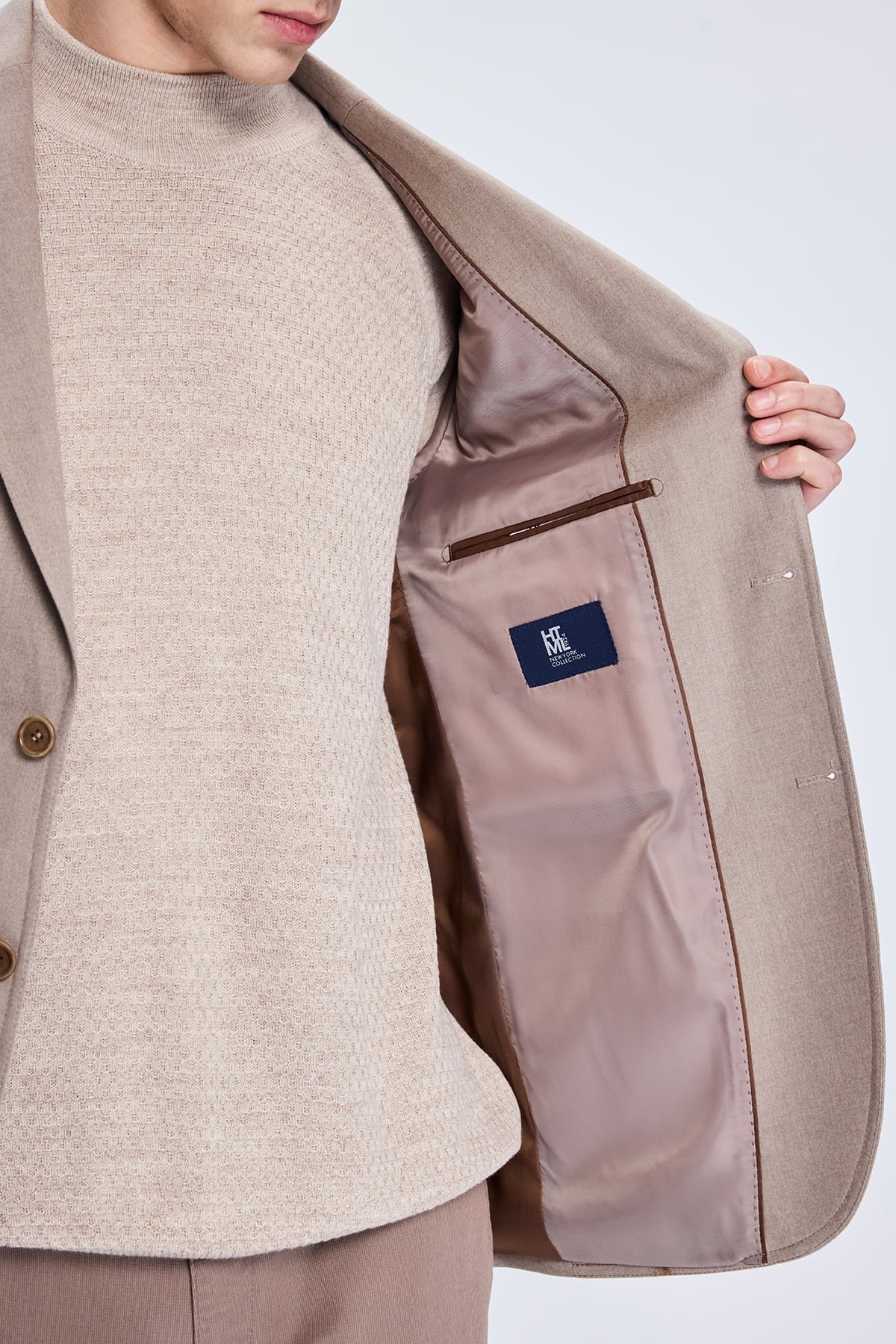 Slim Fit Notch Lapel Mink Casual Blazer - SAYKI