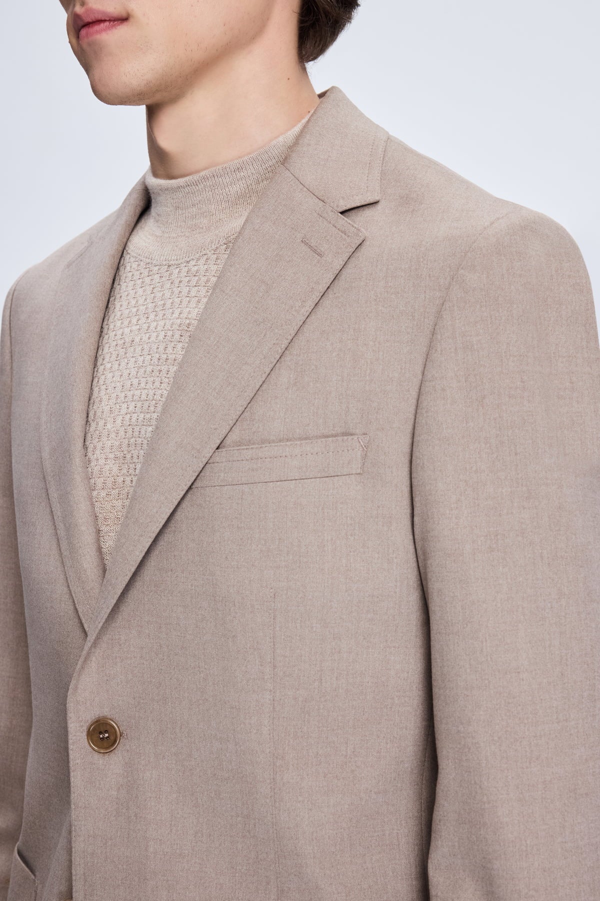 Slim Fit Notch Lapel Mink Casual Blazer - SAYKI