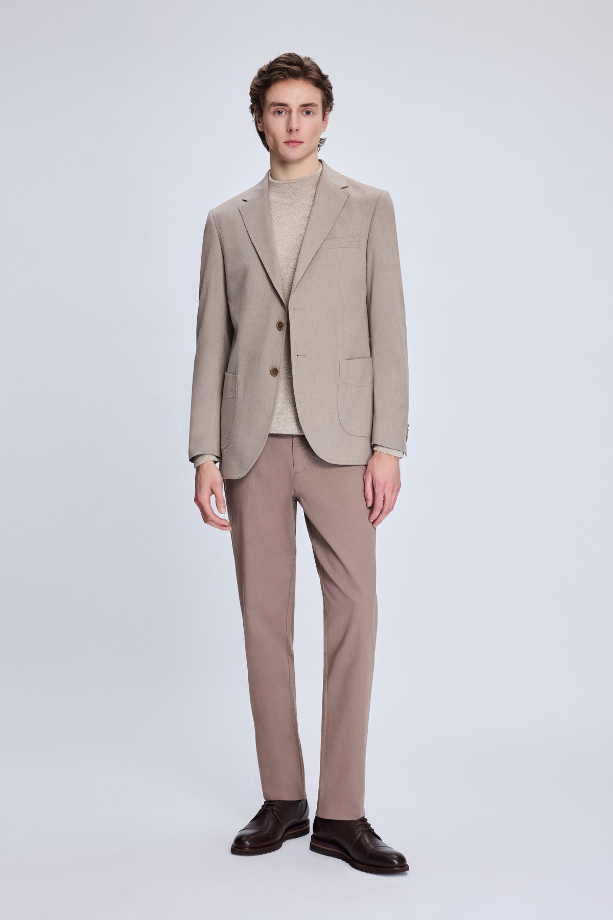 Slim Fit Notch Lapel Mink Casual Blazer - SAYKI