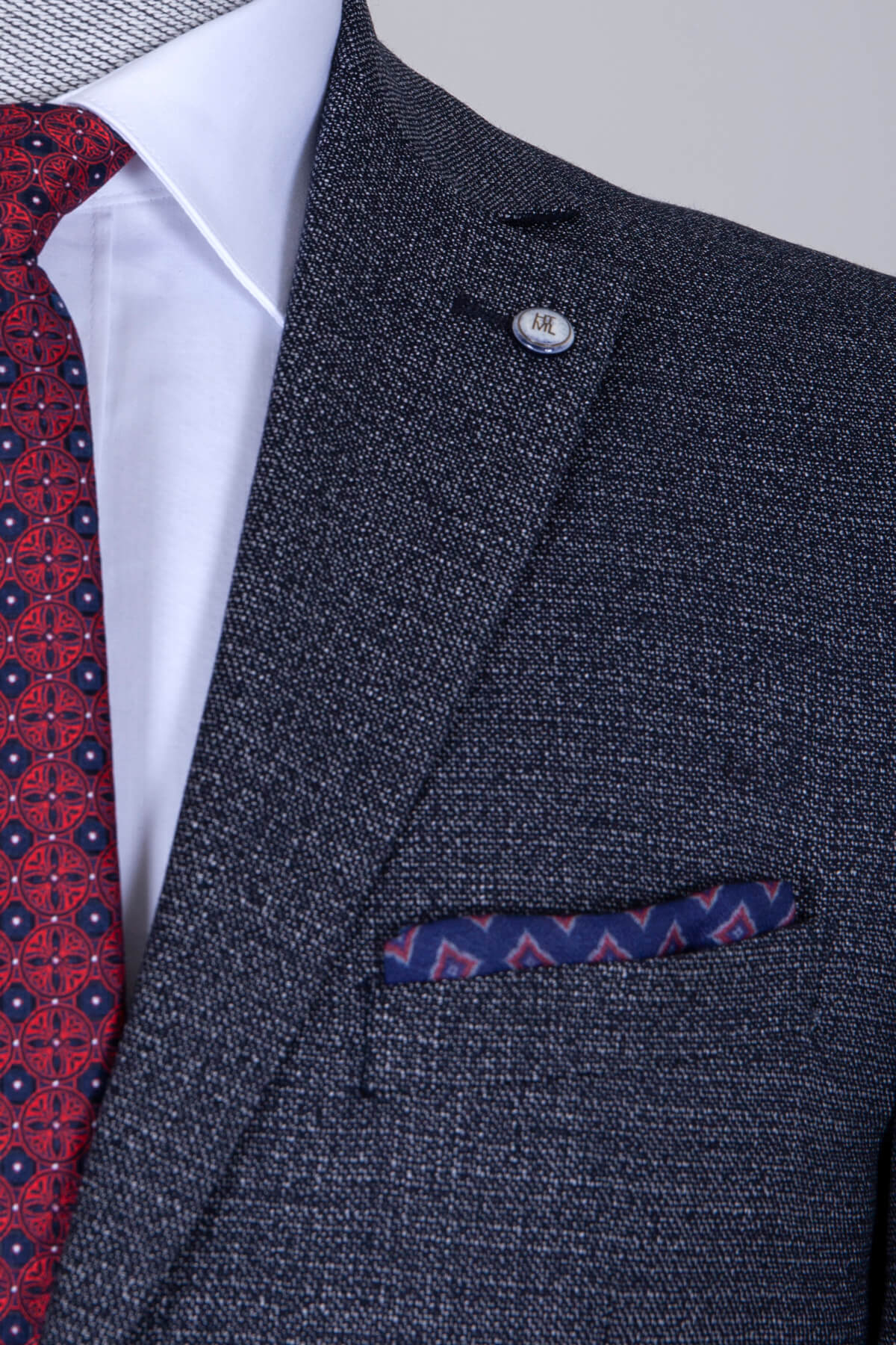 Slim Fit Notch Lapel Navy Casual Suit - SAYKI