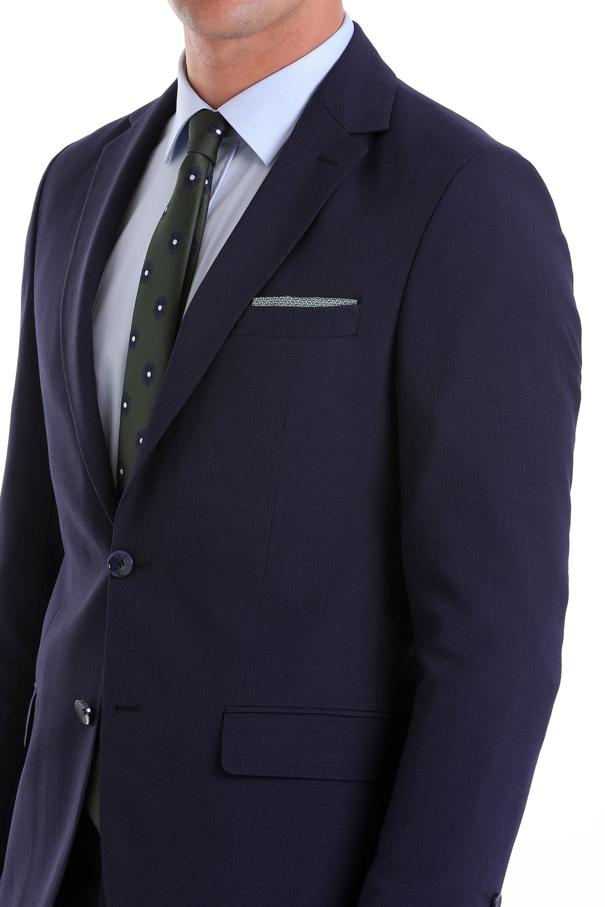 Slim Fit Notch Lapel Navy Classic Suit - SAYKI