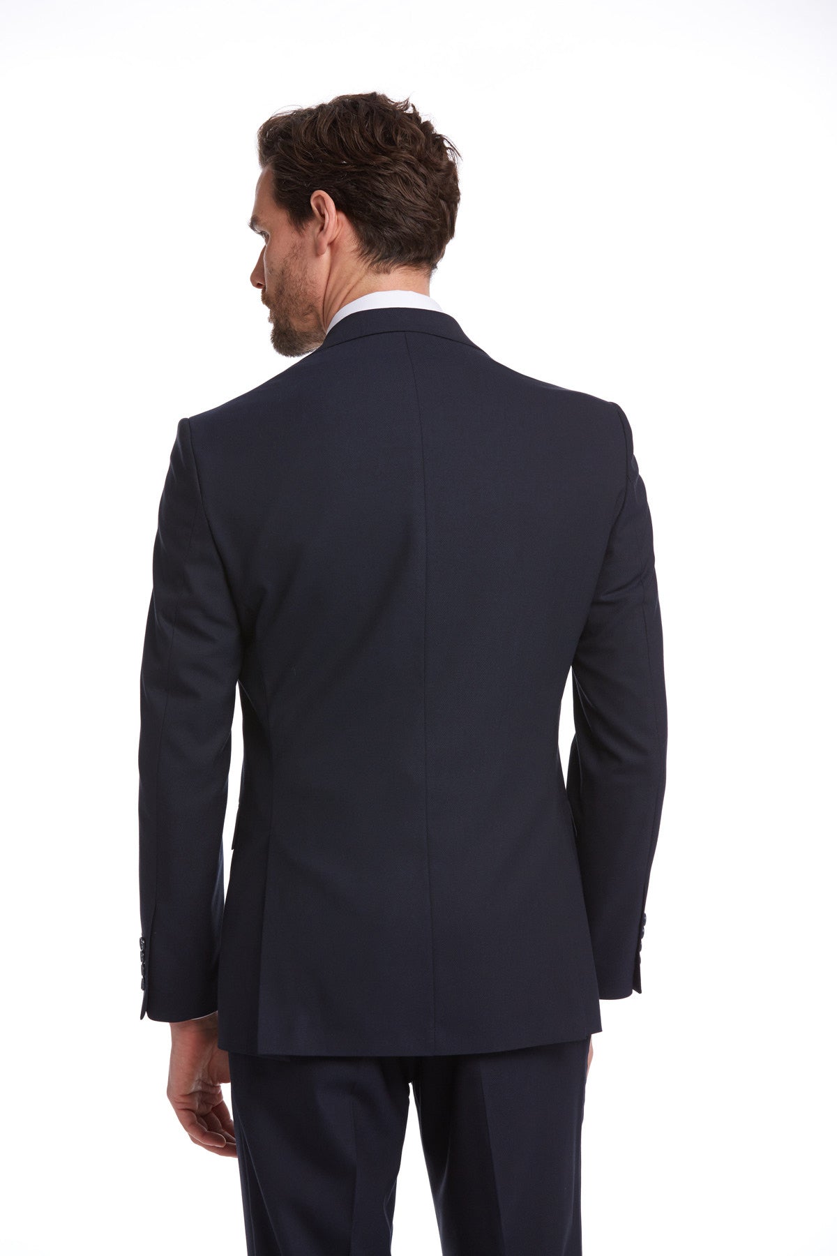 Slim Fit Notch Lapel Navy Wool Blend Classic Suit - SAYKI