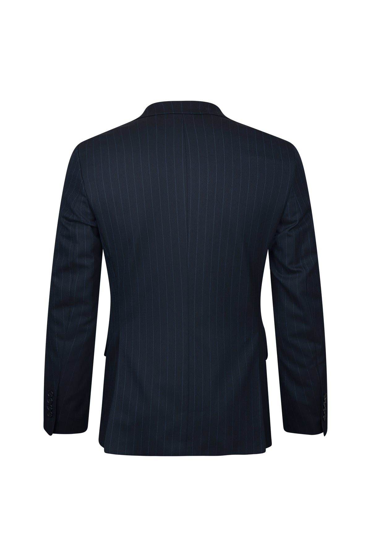 Slim Fit Notch Lapel Pinstripe Navy Classic Suit - SAYKI
