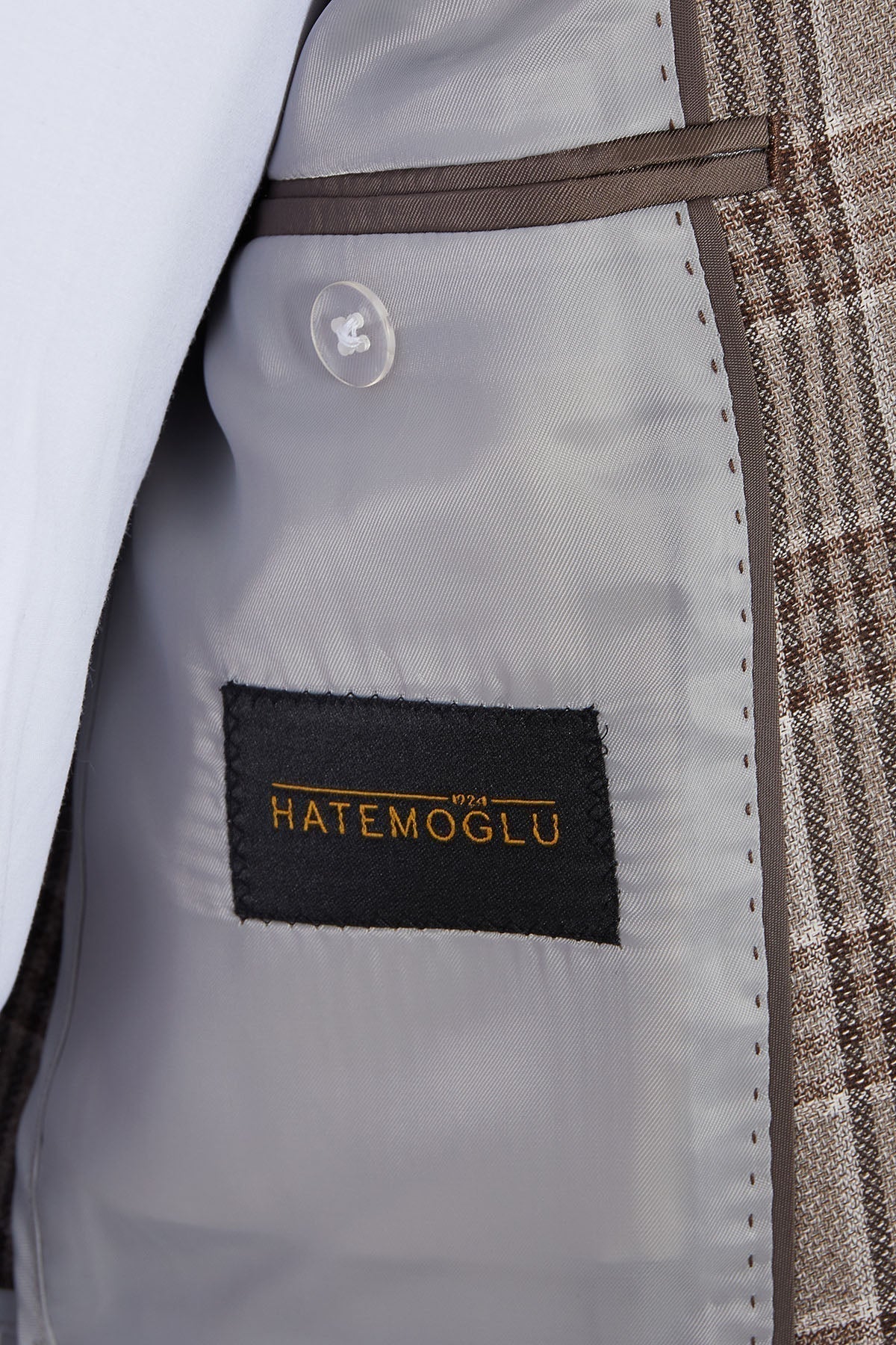 Slim Fit Notch Lapel Plaid Brown Casual Suit - SAYKI