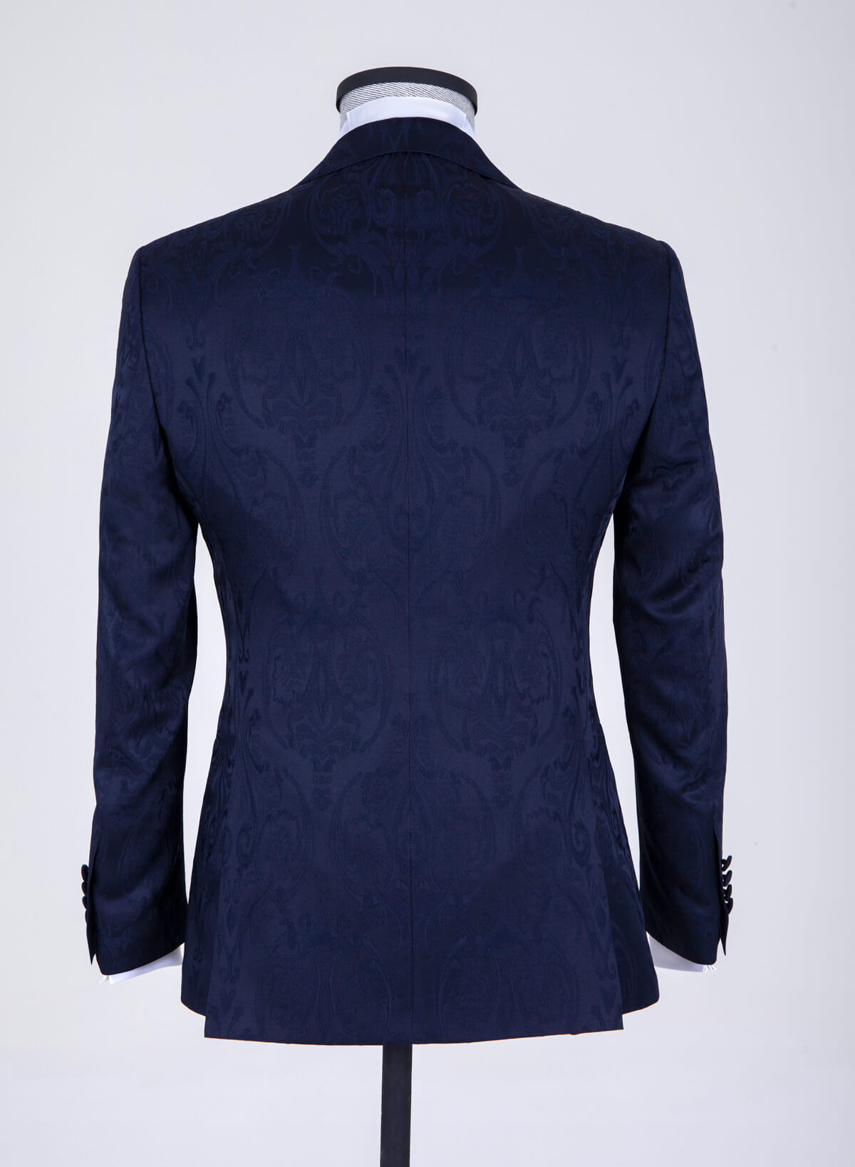 Slim Fit Paisley Navy Peak Lapel Classic Tuxedo - SAYKI