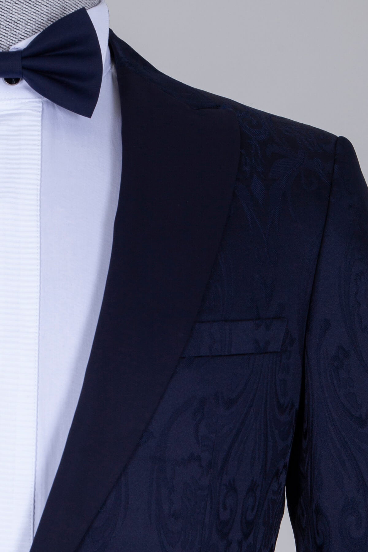 Slim Fit Paisley Navy Peak Lapel Classic Tuxedo - SAYKI