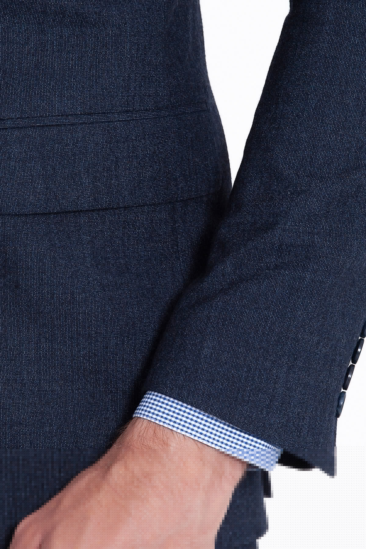 Slim Fit Peak Lapel Wool Blend Navy Classic Suit - SAYKI