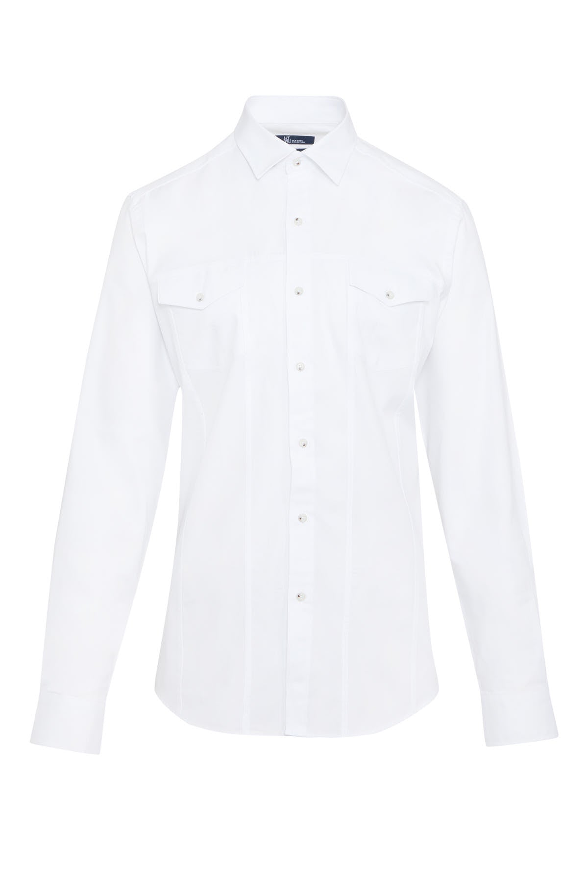 Slim Fit Plain Cotton White Casual Shirt - SAYKI