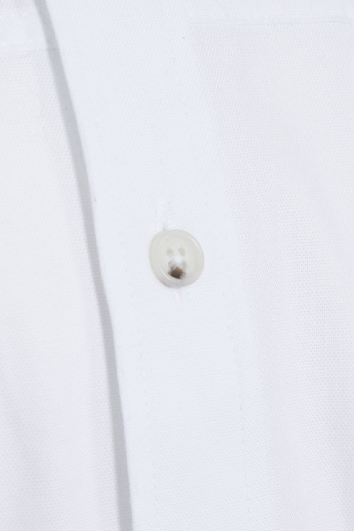 Slim Fit Plain Cotton White Casual Shirt - SAYKI