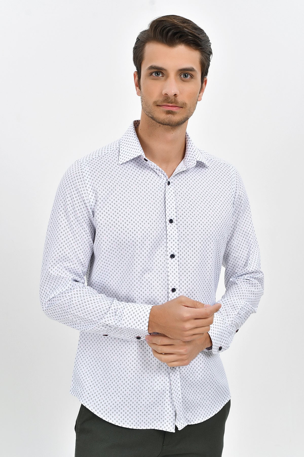 Slim Fit Printed 100% Cotton Blend Casual Shirt - SAYKI