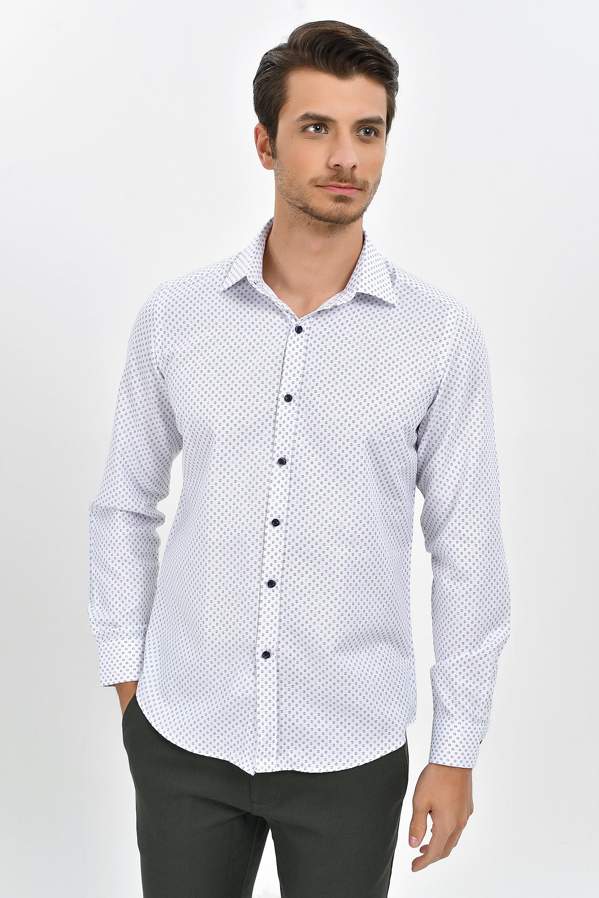 Slim Fit Printed 100% Cotton Blend Casual Shirt - SAYKI