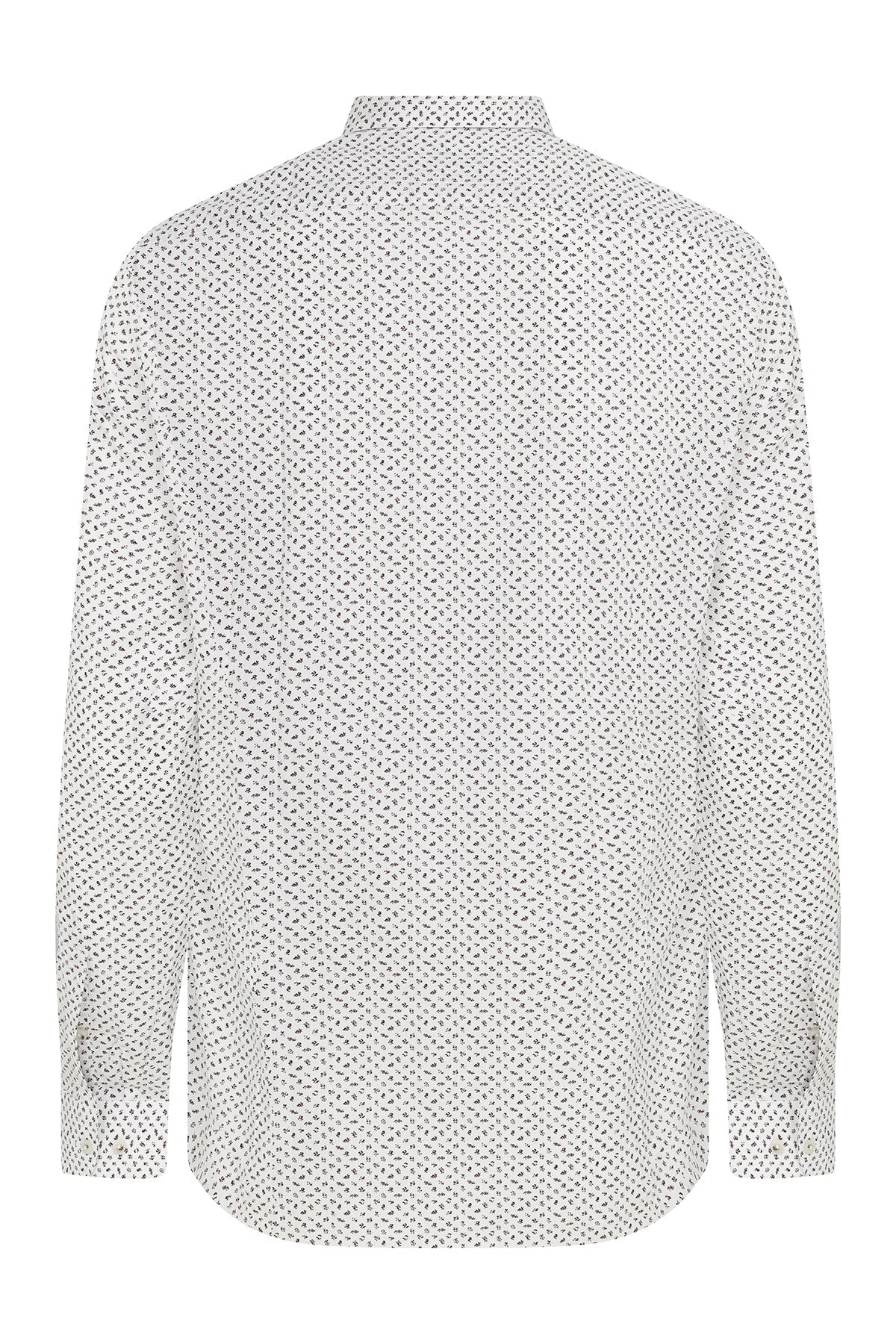 Slim Fit Printed Cotton 100% Burgundy Casual Shirt - SAYKI