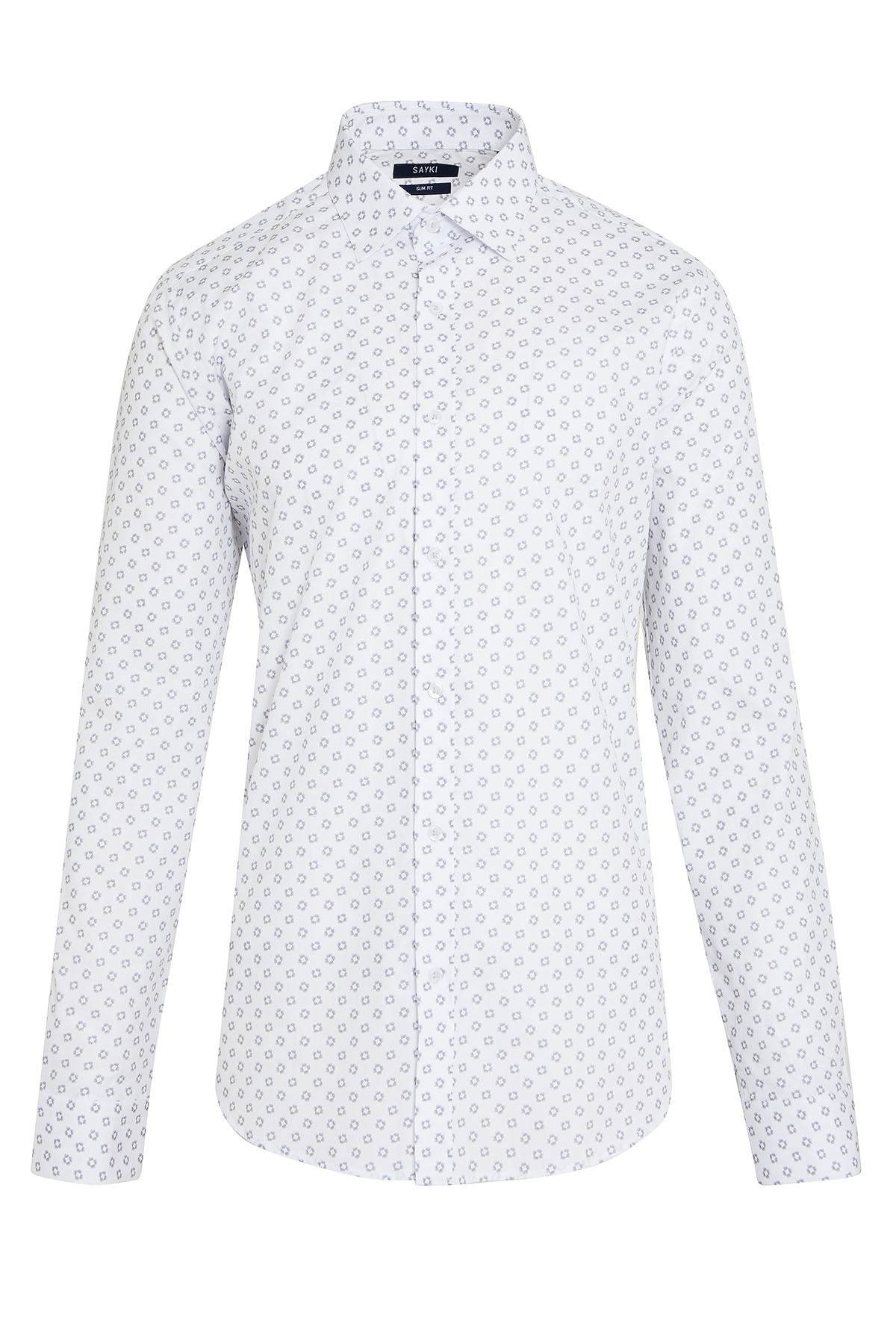 Slim Fit Printed Cotton Gray Casual Shirt - SAYKI