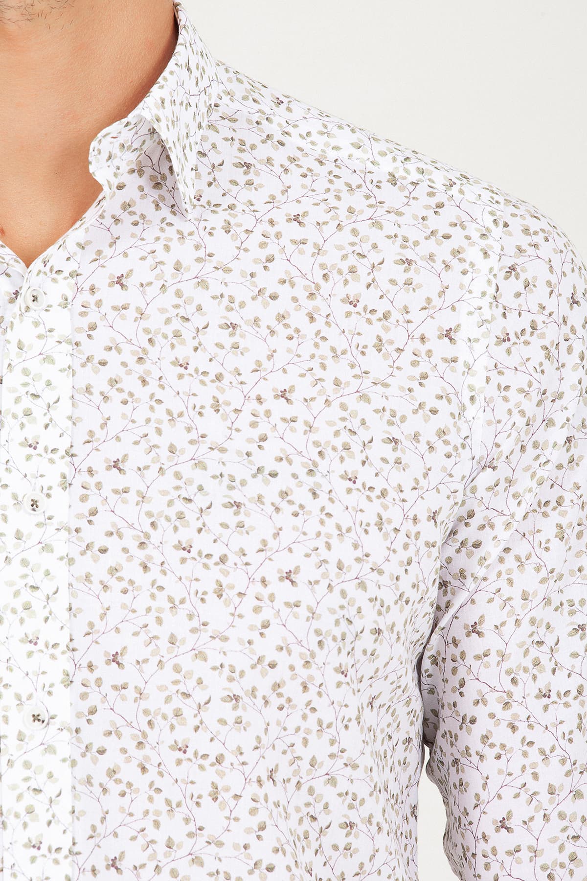 Slim Fit Printed Cotton Green Casual Shirt - SAYKI