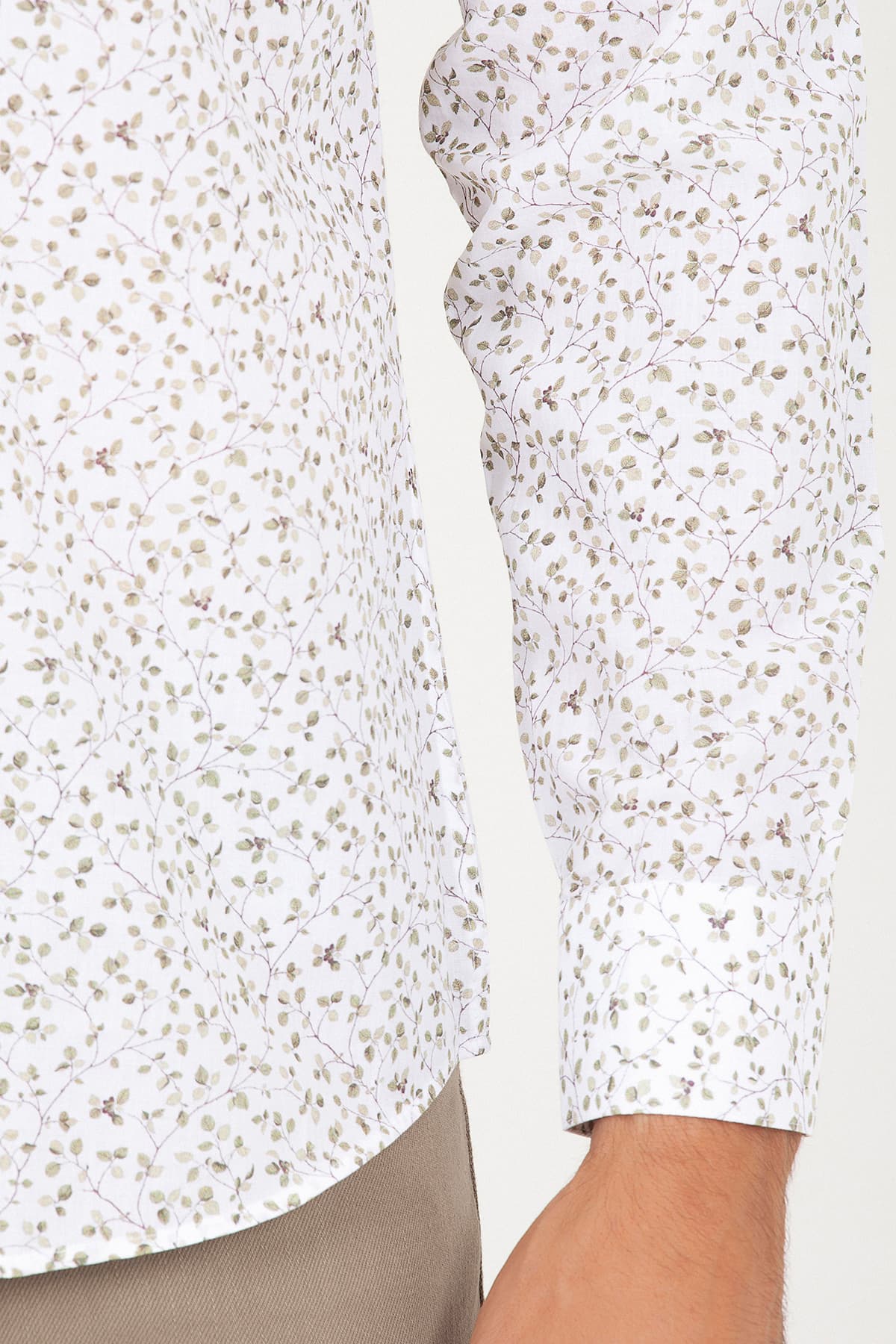 Slim Fit Printed Cotton Green Casual Shirt - SAYKI