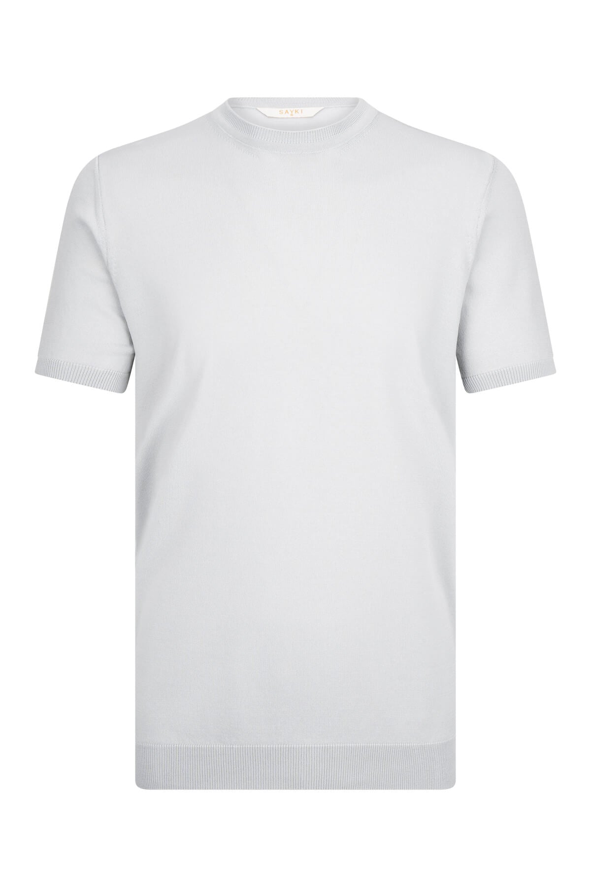 Slim Fit Rayon Gray Crew Neck Knit T-Shirt - SAYKI