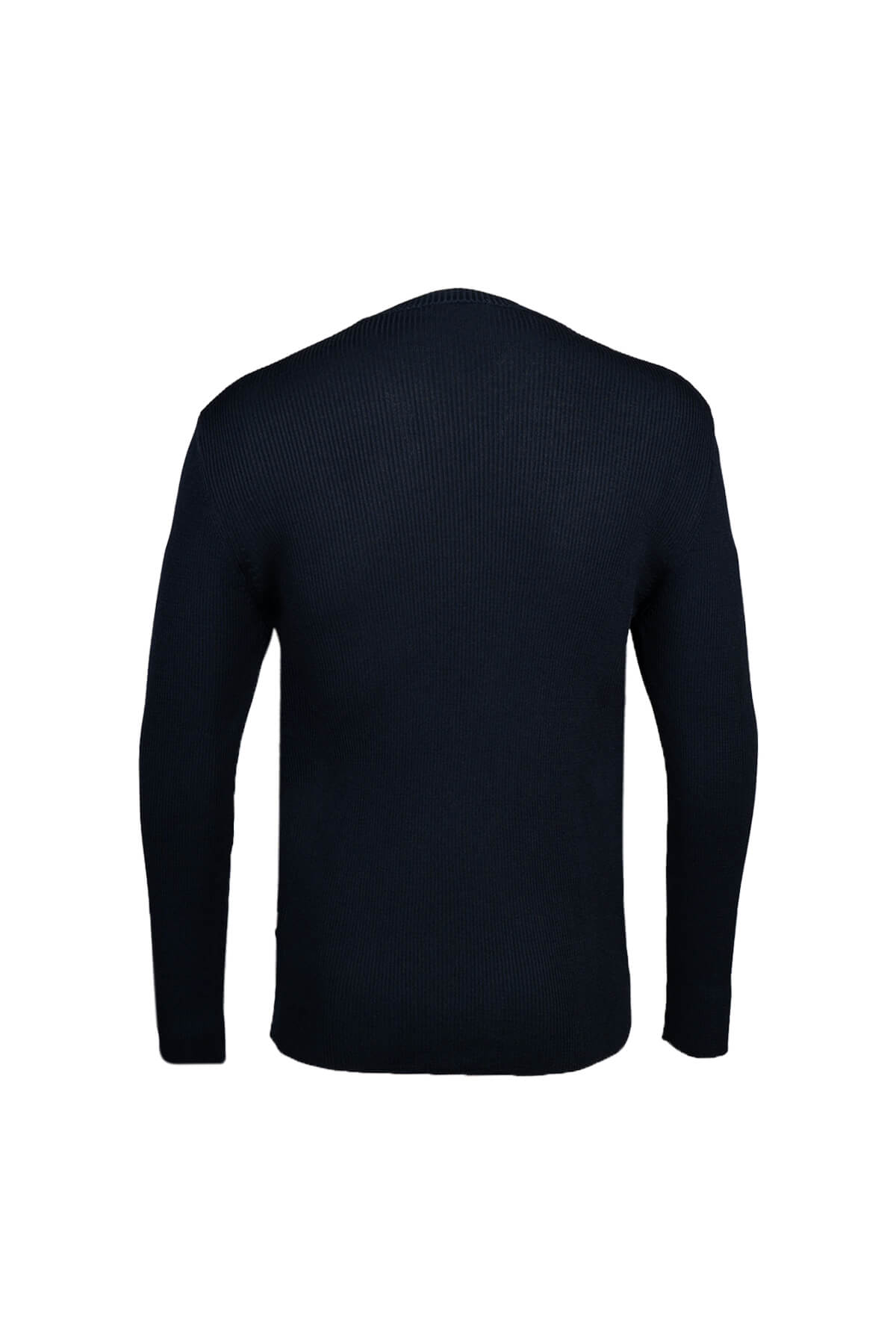 Slim Fit Rayon Navy Crewneck Sweater - SAYKI