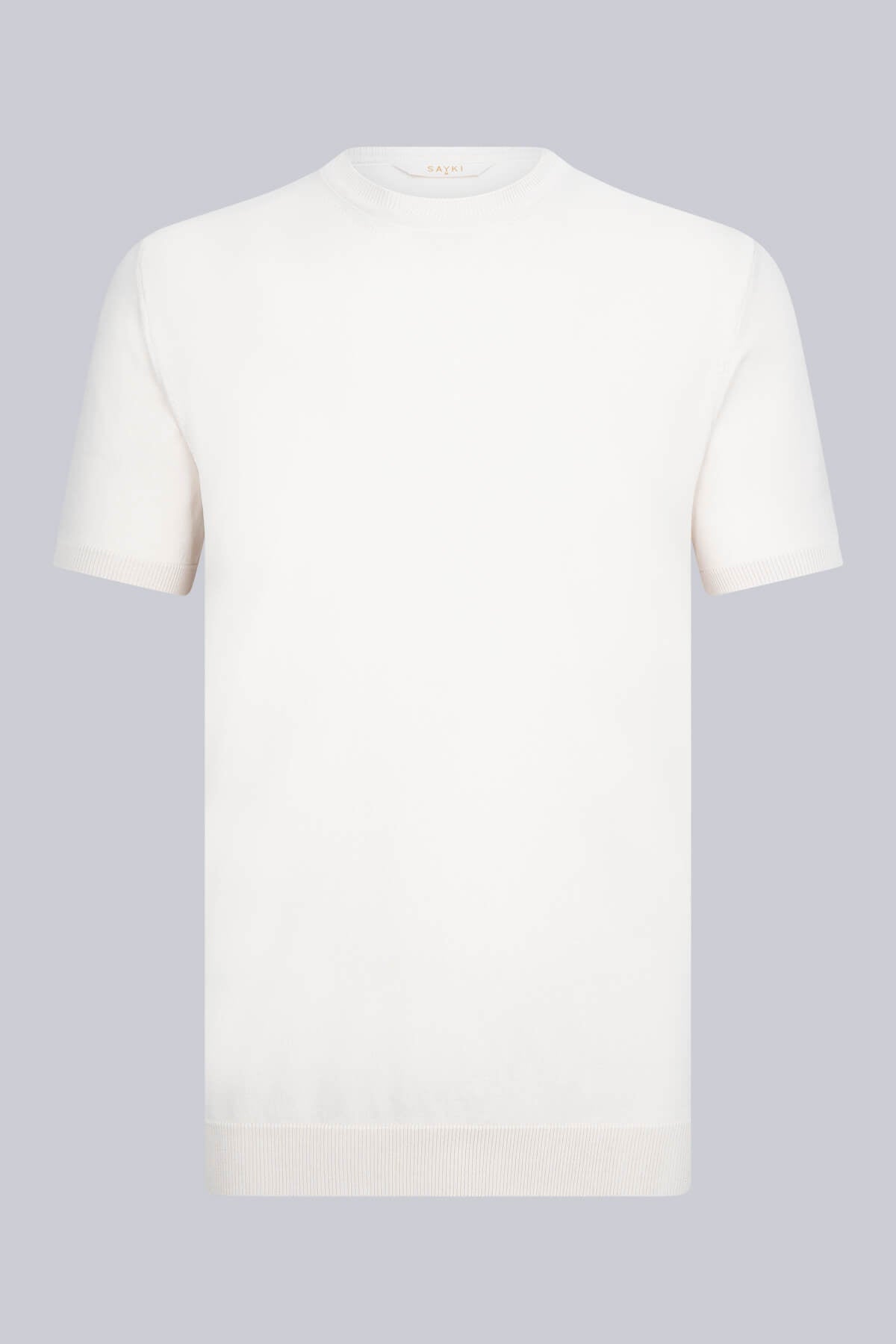 Slim Fit Rayon Stone Crew Neck Knit T-Shirt - SAYKI