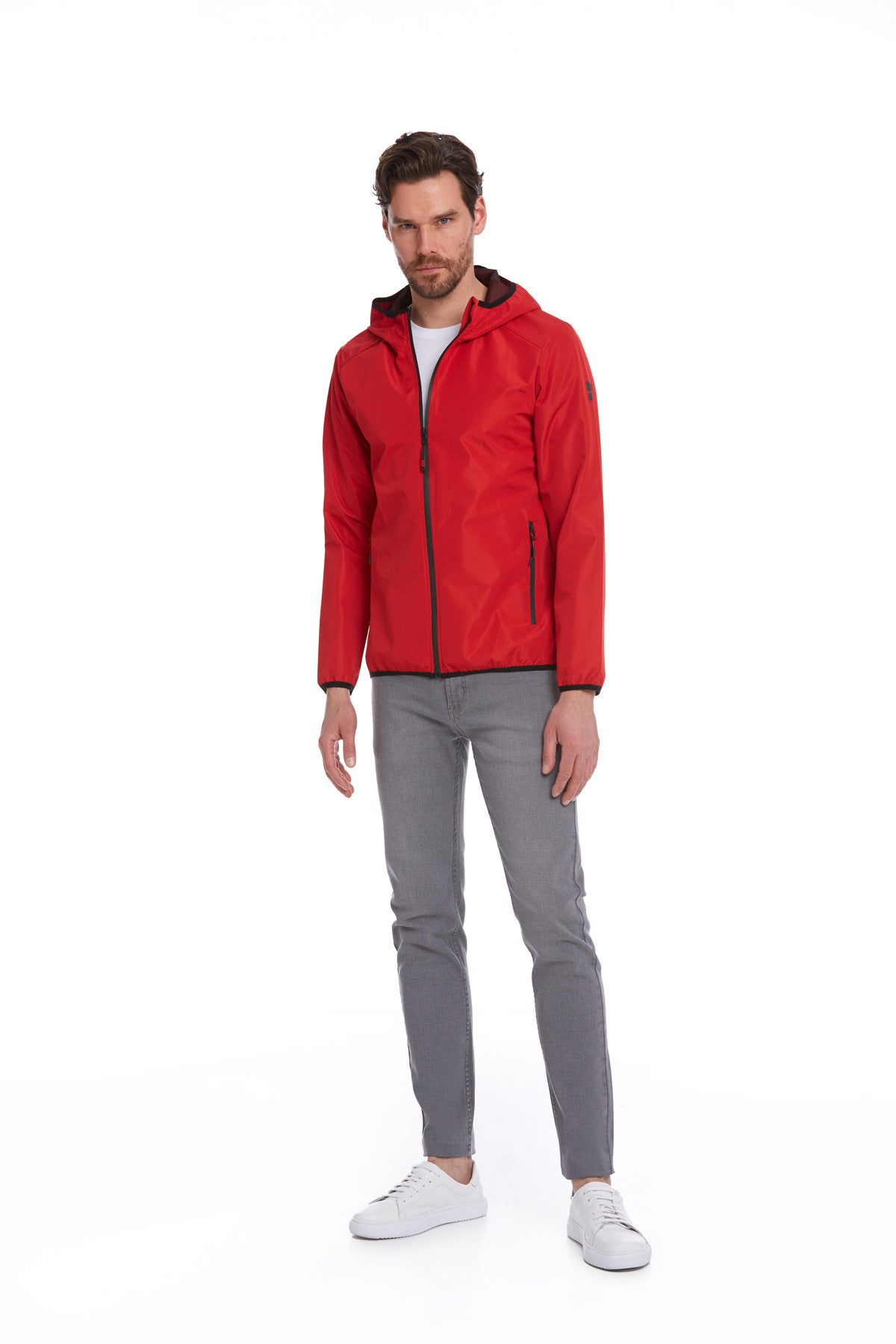 Slim Fit Red Seasonal Lykia Hooded Coat - SAYKI