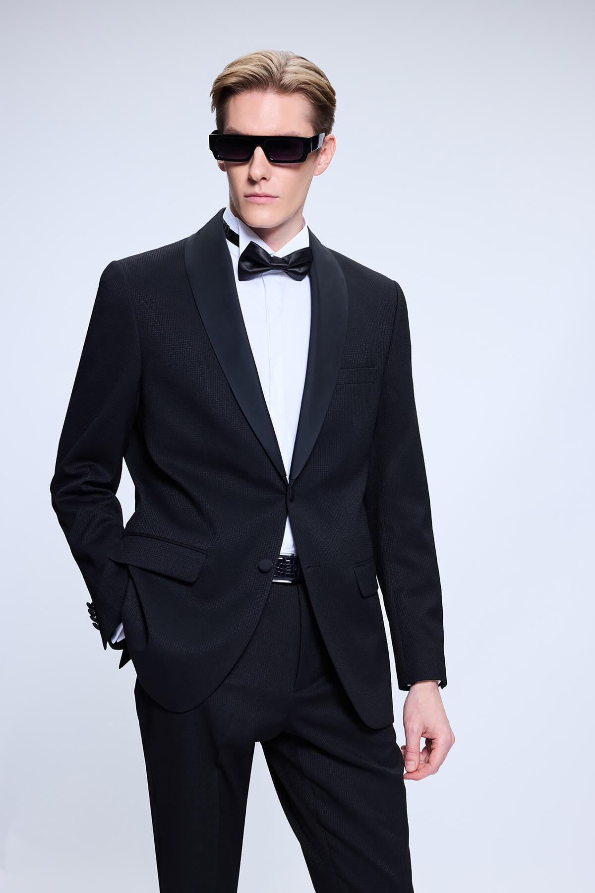 Slim Fit Release Shawl Lapel Black Classic Tuxedo - SAYKI