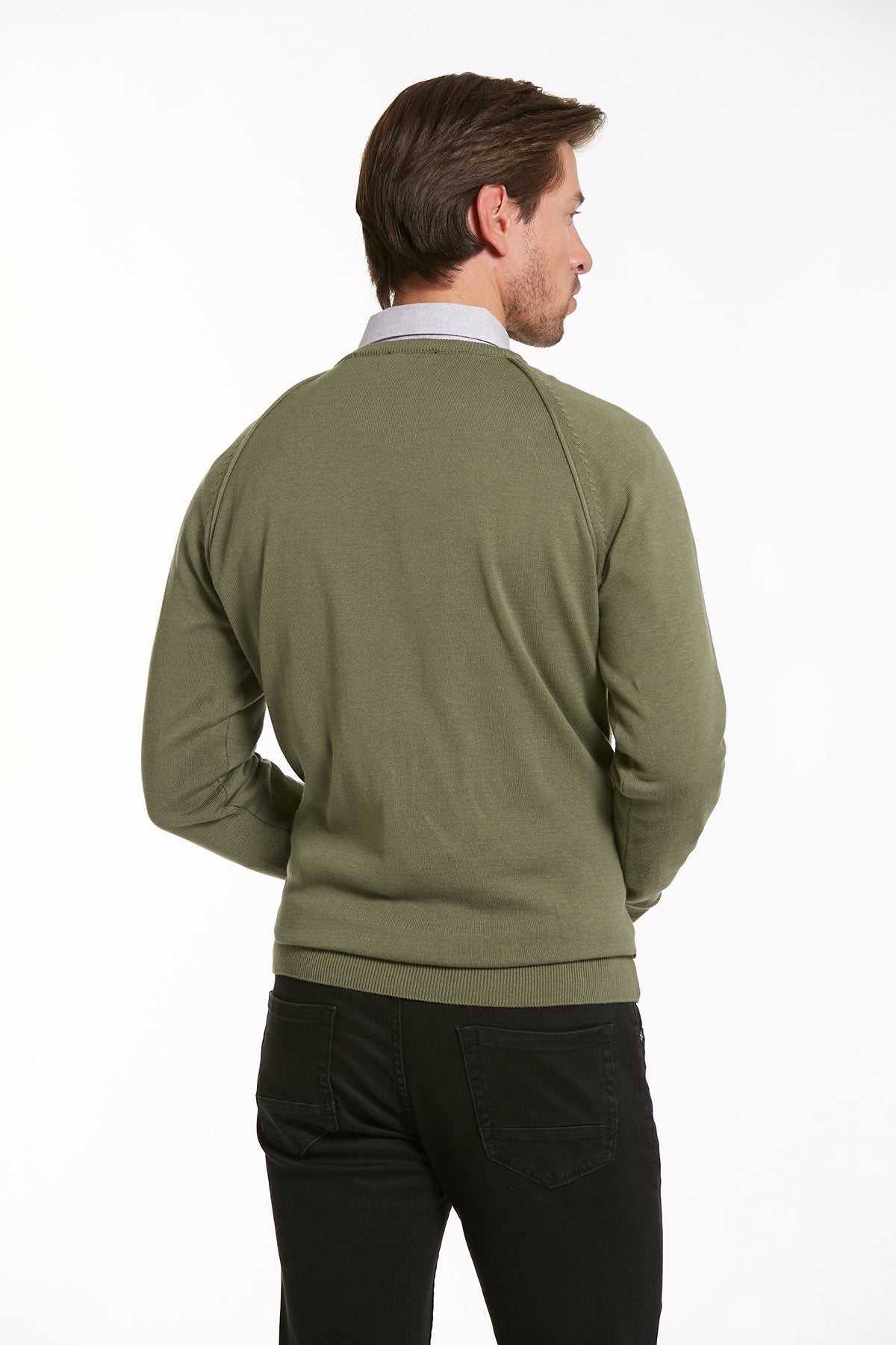 Slim Fit Seagrass Cotton Blend Crewneck Sweater - SAYKI