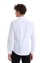 Slim Fit White Long Sleeve 100% Cotton Dress Shirt - SAYKI
