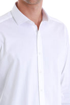 Slim Fit White Long Sleeve 100% Cotton Dress Shirt - SAYKI