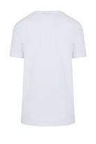 Slim Fit White Printed Cotton Blend Crew Neck T-Shirt