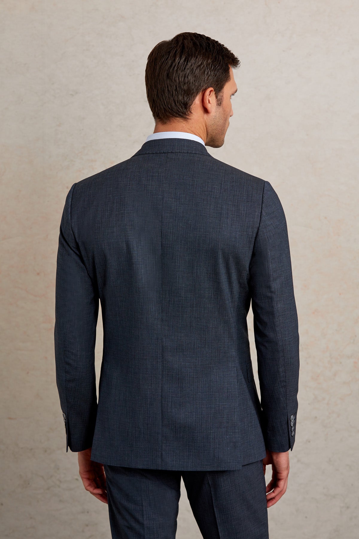 Slim Fit Wool Blend Navy Peak Lapel Classic Suit - SAYKI