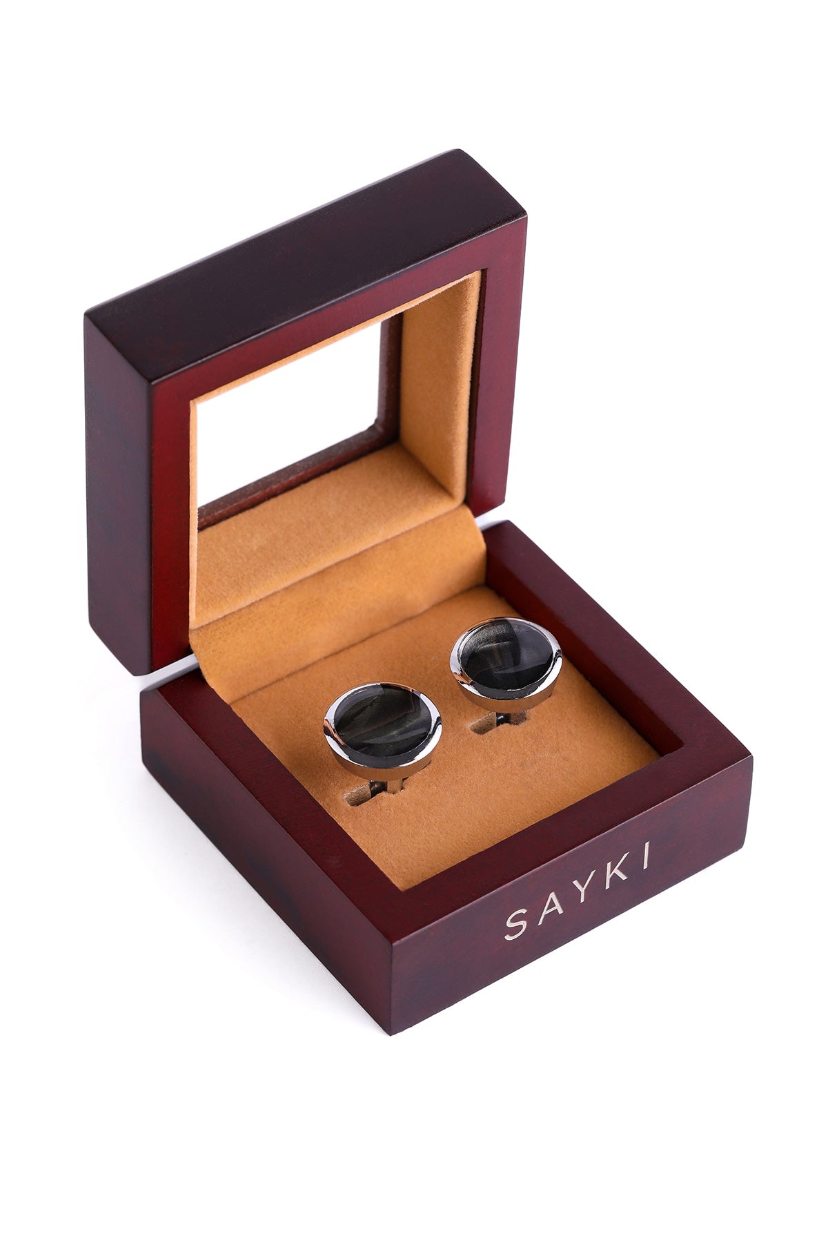 Solid Natural Stone Round Cufflinks - SAYKI
