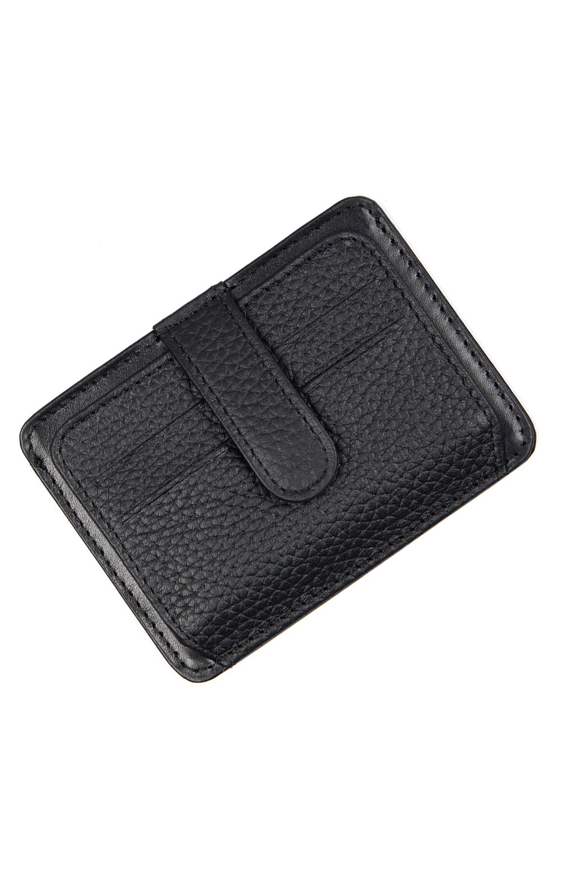 Textured Leather Black Card Case - SAYKI