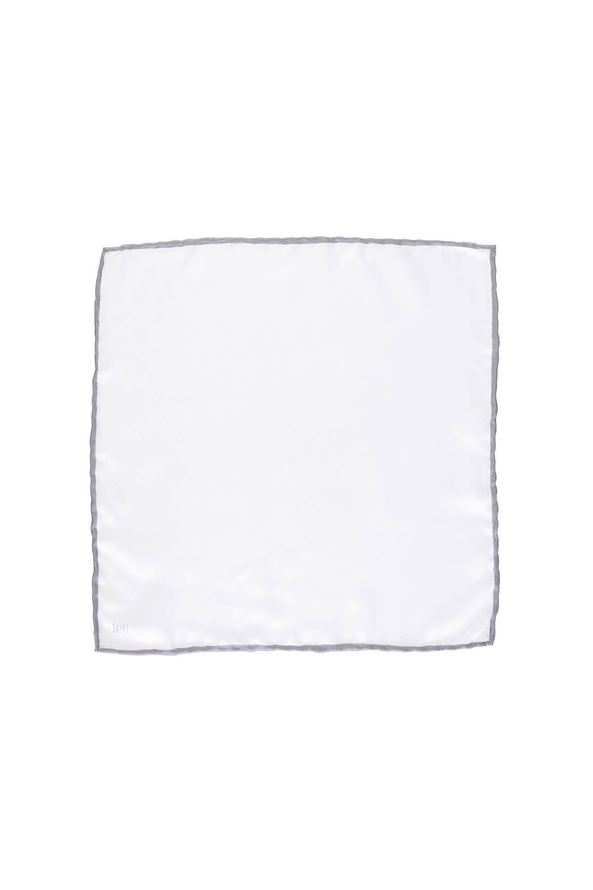 Thin Gray Trim Classic White Pocket Square - SAYKI