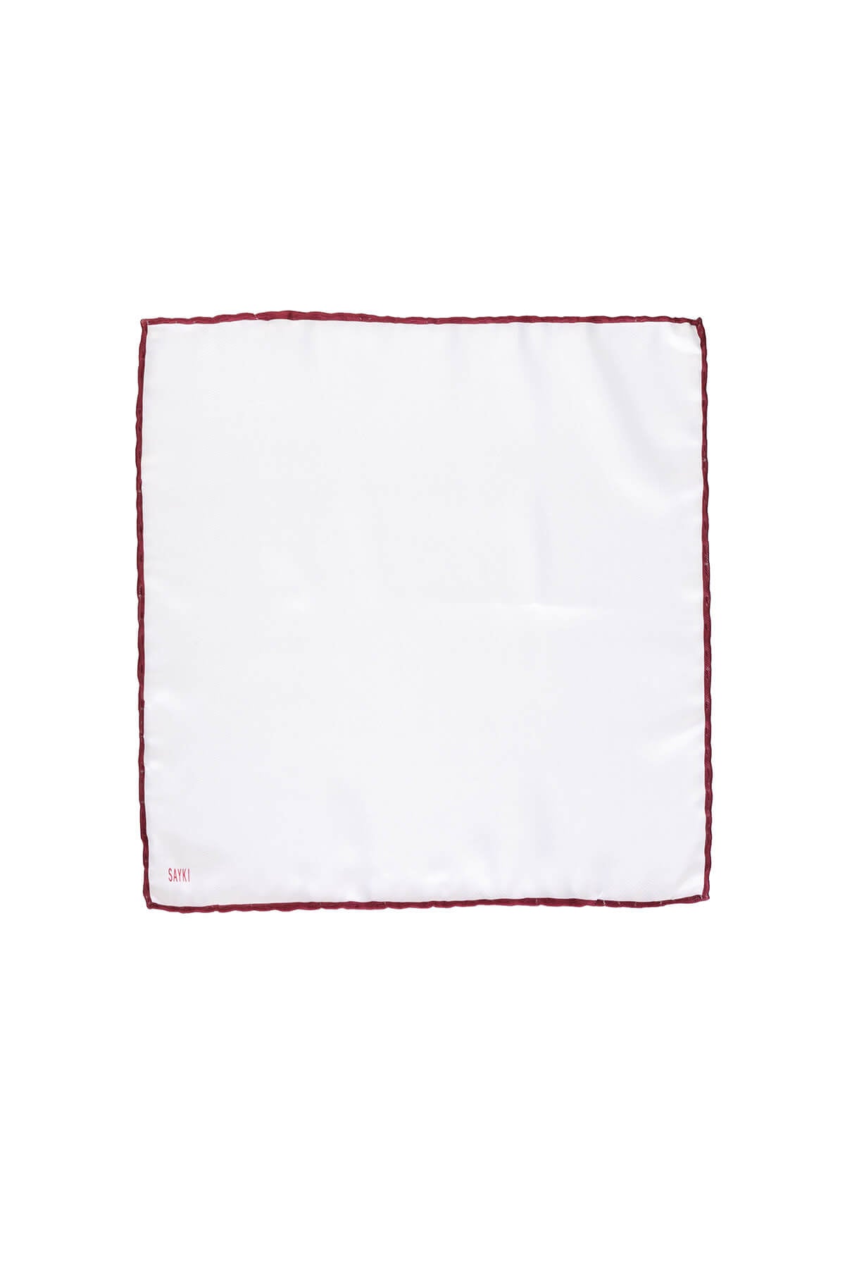 Thin Red Trim Classic White Pocket Square - SAYKI