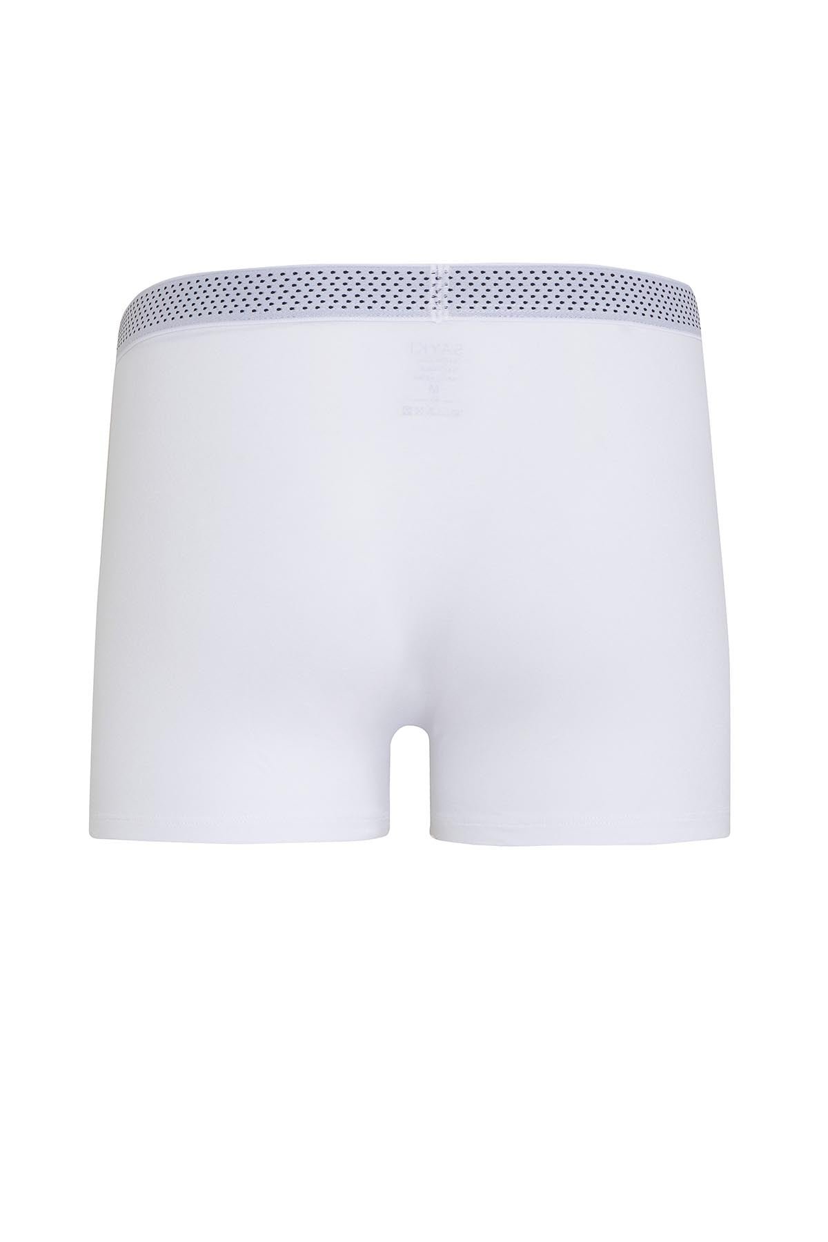 White briefs with a subtle gray perforated waistband.