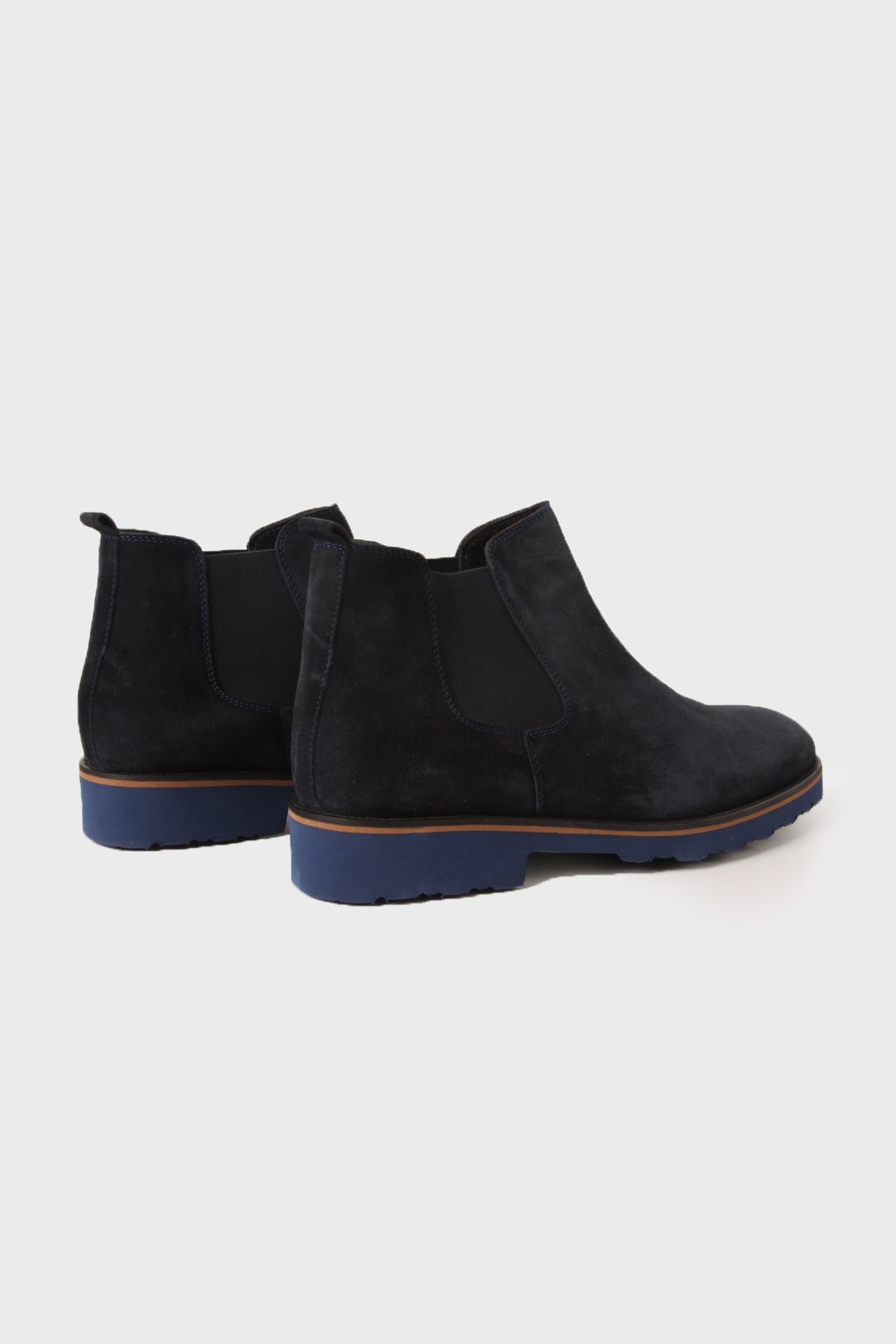 100% Genuine Leather Slip-On Navy Casual Boots - SAYKI
