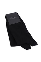 Black sayki brand 2-pack black cotton crew dress socks neatly folded with sleek black tag for comfortable wear
