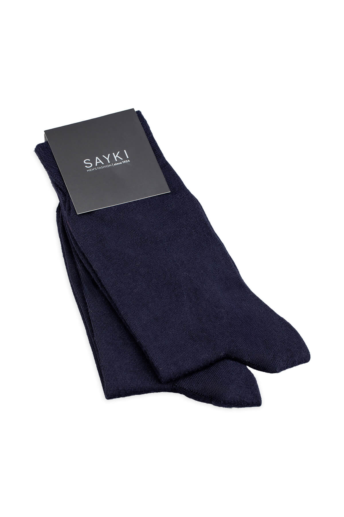 Dark navy blue ribbed bamboo socks by sayki shown front view in 2-pack navy socket bamboo socks set