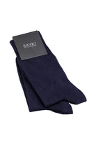 Dark navy blue ribbed bamboo socks by sayki shown front view in 2-pack navy socket bamboo socks set