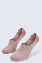 A pair of blush pink no show basic cotton beige socks with a subtle textured pattern in a 2 pack set