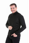 Regular Fit Black Turtleneck Wool-Blend Sweater