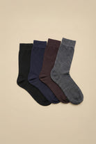 Set of four classic crew socks in black navy burgundy and gray socket bamboo dress socks set