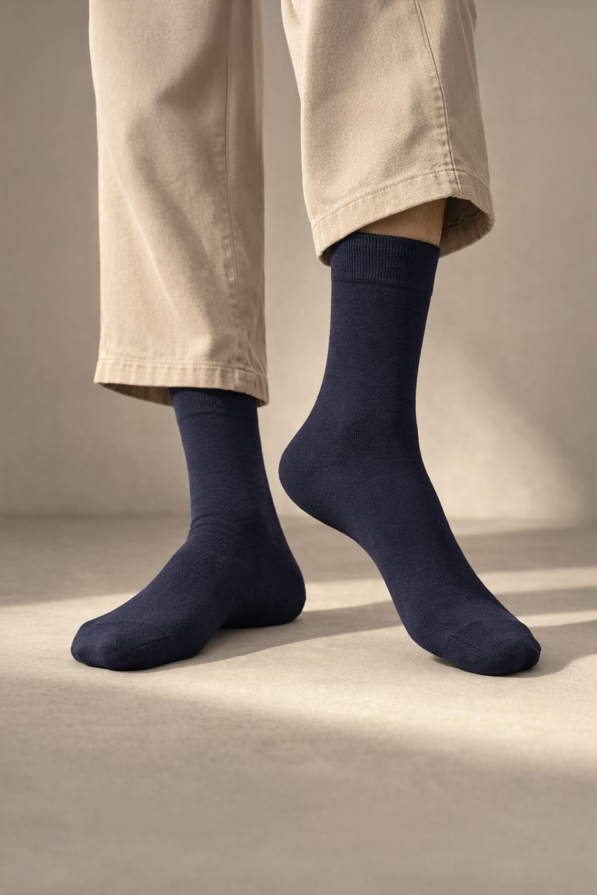 Navy blue crew socks from 4-pack socket bamboo dress socks set made with soft bamboo for comfortable daily wear