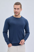 Regular Fit Cotton Indigo Crewneck Sweater