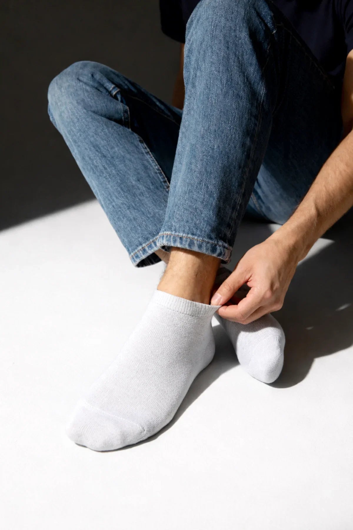 White ankle breathable socks made of soft bamboo cotton in a gift box for comfortable everyday wear