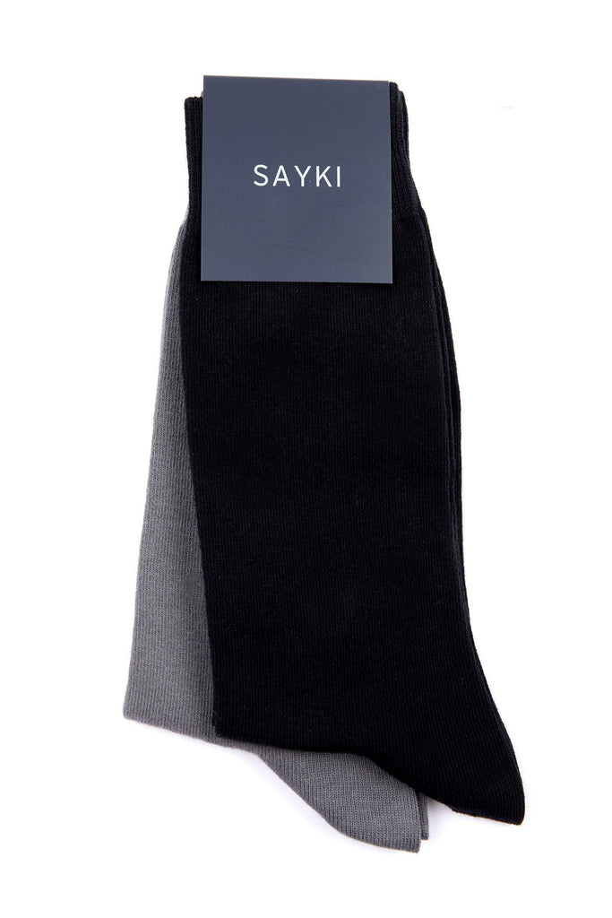 Basic Cotton Black - Navy Socks - Black - Gray / STD / STD -