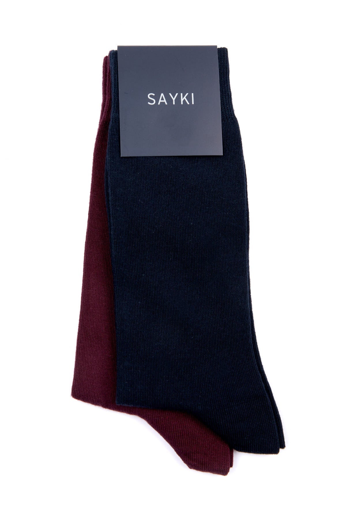 Basic Navy - Burgundy Cotton Socks - SAYKI