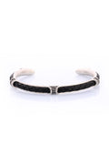 Black Braided Metal Cuff Bracelet