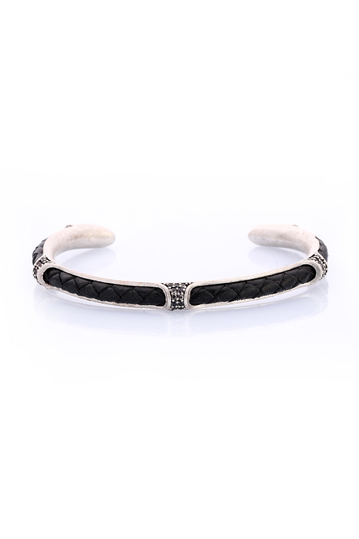 Black Braided Metal Cuff Bracelet - MIB