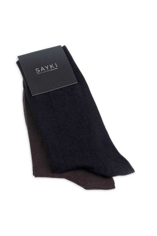 Black - Brown Socket Bamboo Socks - SAYKI - 8682819831901