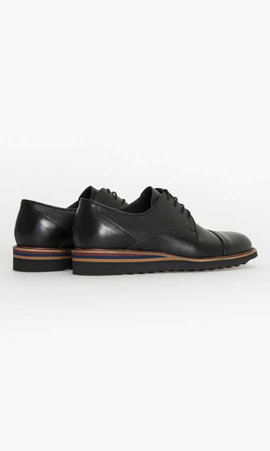 Black Casual Lace - Up Shoes in 100% Genuine Leather - MIB